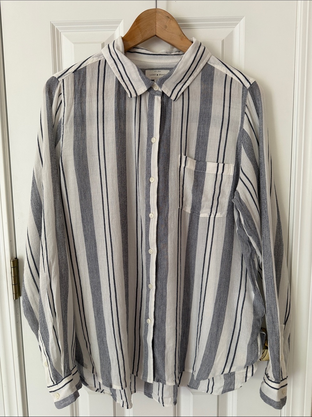 Lucky Brand Mixed Stripe Button Up Shirt Size Medium